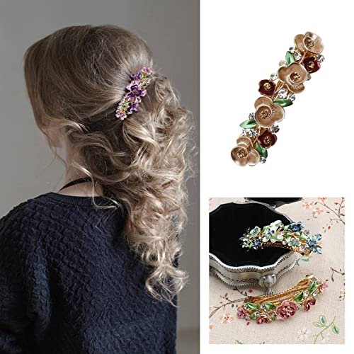 SING F LTD 4PCS French Barrettes Elegant Flower Design Metal Hair Clip Set - Multicolour Hair Decorations for Women, Girls, Bridal, Bridesmaid - görsel 8