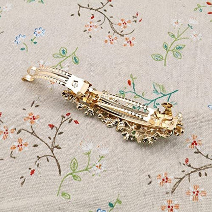 SING F LTD 4PCS French Barrettes Elegant Flower Design Metal Hair Clip Set - Multicolour Hair Decorations for Women, Girls, Bridal, Bridesmaid