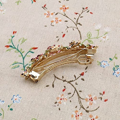 SING F LTD 4PCS French Barrettes Elegant Flower Design Metal Hair Clip Set - Multicolour Hair Decorations for Women, Girls, Bridal, Bridesmaid