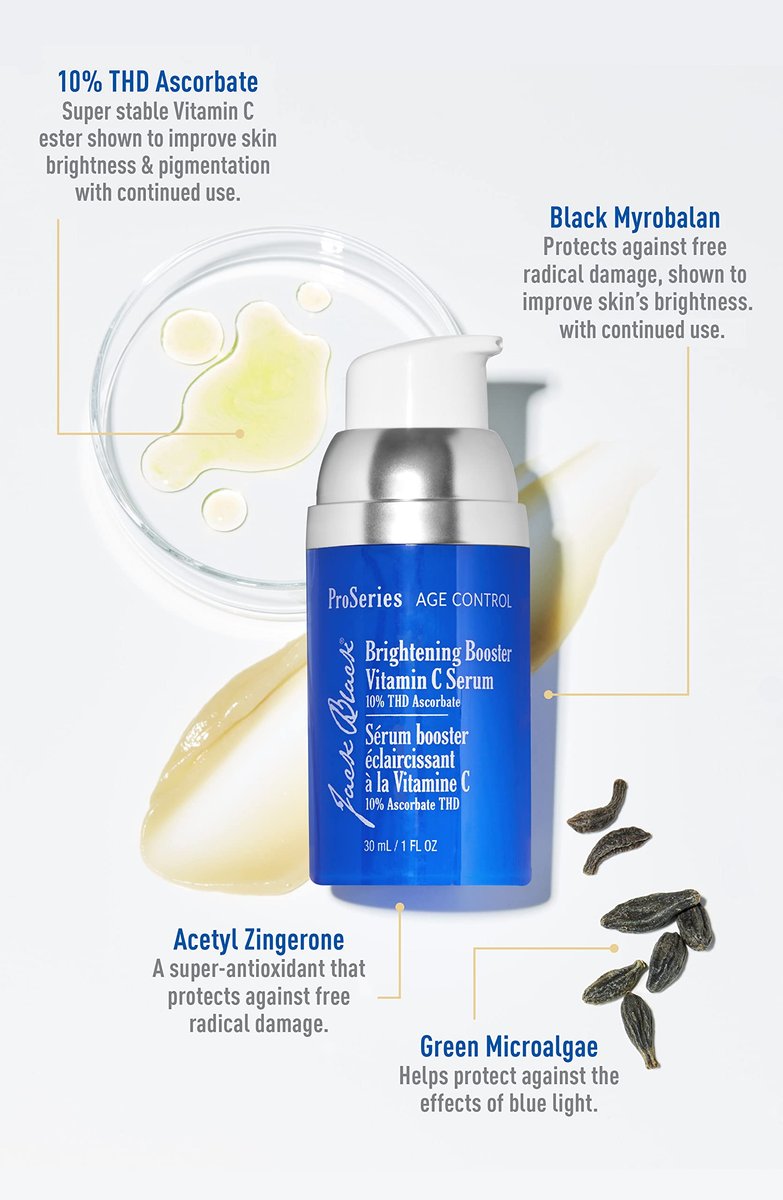 Jack Black Brightening Booster Vitamin C Serum – 1 oz. Daily Radiance & Dark Spot Corrector Avelisse