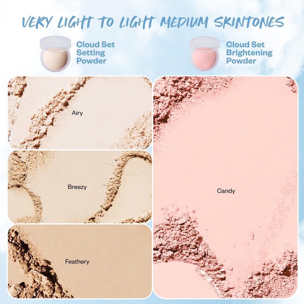 Kosas Cloud Set Baked Setting Powder - Feathery Sheer Light Medium - Shine Control & Soft Natural Finish Avelisse