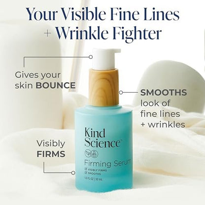 Kind Science Firming Serum – Anti-Aging Face Treatment with Bakuchiol & Peptides, Lightweight & Fragrance-Free for Sensitive Skin, 1 fl oz Avelisse