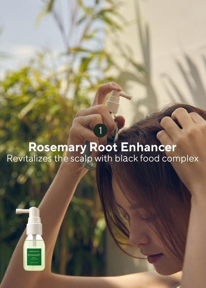 AROMATICA Rosemary Scalp Scaling Trial Kit - Travel Size Korean Hair Care Kit for Women with Mini Wooden Brush, Gentle Exfoliating Scalp Care for Hair Growth, Rosemary Oil & Vegan Formula Avelisse