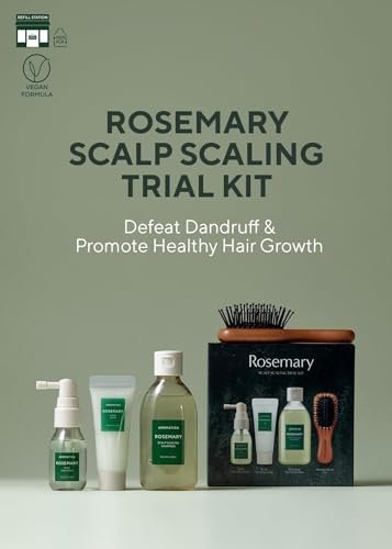 AROMATICA Rosemary Scalp Scaling Trial Kit - Travel Size Korean Hair Care Kit for Women with Mini Wooden Brush, Gentle Exfoliating Scalp Care for Hair Growth, Rosemary Oil & Vegan Formula Avelisse