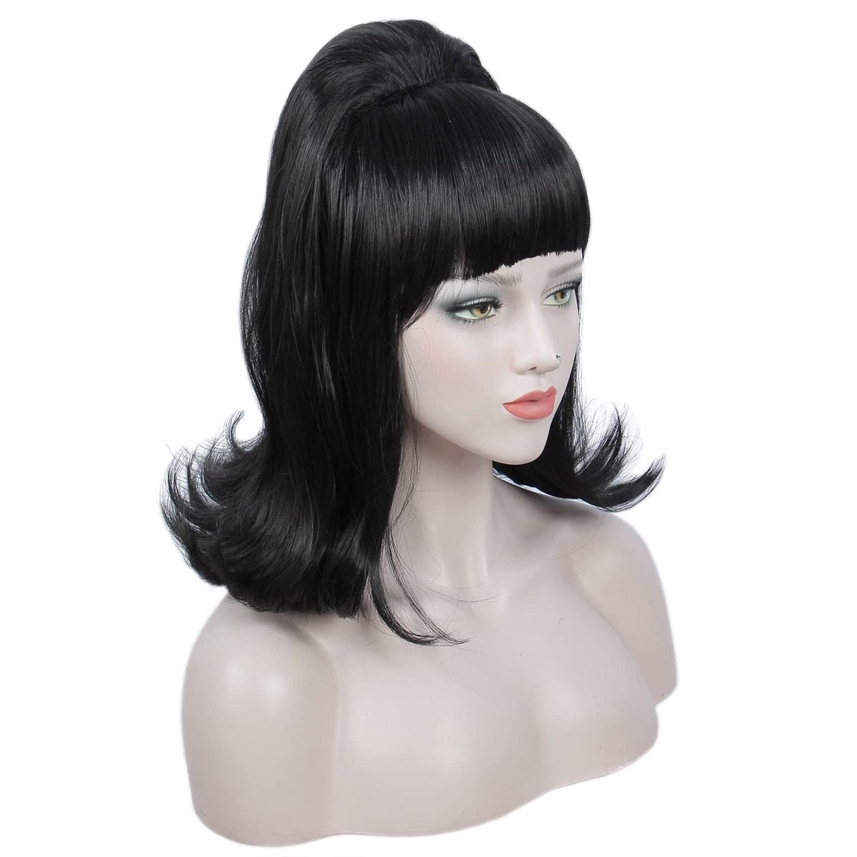 Linfairy Retro Short Black Wig – Big Bouffant Beehive Style for 50s & 80s Costumes - görsel 3