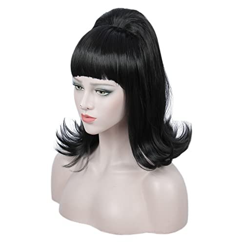 Linfairy Retro Short Black Wig – Big Bouffant Beehive Style for 50s & 80s Costumes - görsel 6