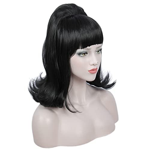 Linfairy Retro Short Black Wig – Big Bouffant Beehive Style for 50s & 80s Costumes - görsel 4