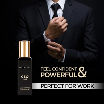 Bellavita Luxury CEO MAN Eau de Parfum – 20 ml Travel Size Fragrance for Men with Mandarin, Lemon, Lavender & Vetiver Notes