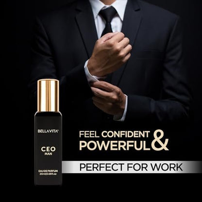 Bellavita Luxury CEO MAN Eau de Parfum – 20 ml Travel Size Fragrance for Men with Mandarin, Lemon, Lavender & Vetiver Notes