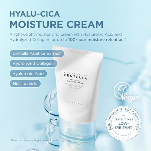 SKIN1004 Hyalu-Cica Moisture Cream – Deep Hydration Face Moisturizer with Hyaluronic Acid & Centella, Lightweight Gel Cream for Korean Skin Care, 2.53 fl oz (75ml) Avelisse