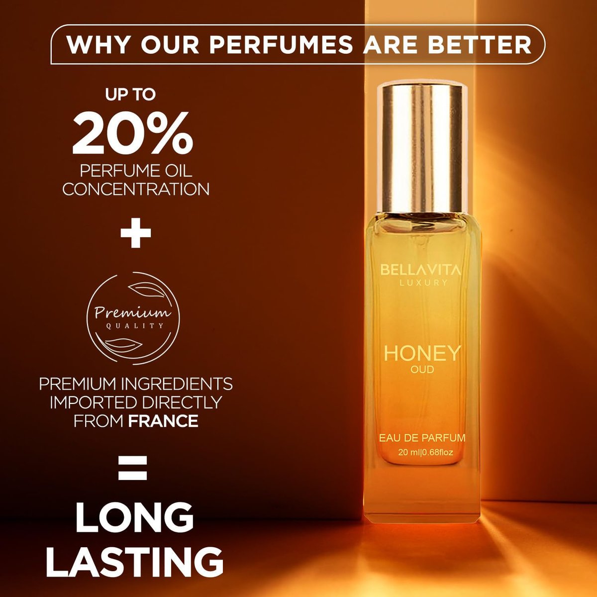 Bellavita Luxury Honey Oud Eau de Parfum - Travel Size Unisex Fragrance (20 ml) - görsel 15