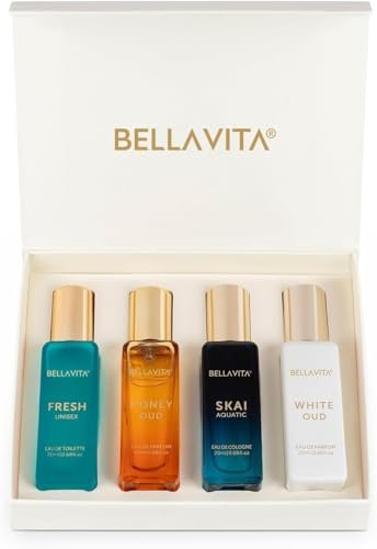 Bella Vita Luxury Unisex Perfume Gift Set – 4 x 80ml | Honey Oud, White Oud, Skai, Fresh | Perfume for Men and Women Avelisse