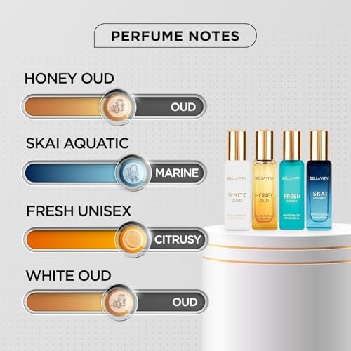 Bella Vita Luxury Unisex Perfume Gift Set – 4 x 80ml | Honey Oud, White Oud, Skai, Fresh | Perfume for Men and Women Avelisse