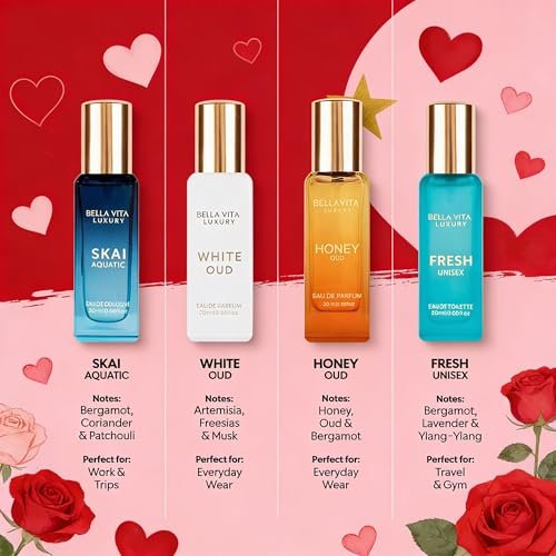 Bella Vita Luxury Unisex Perfume Gift Set – 4 x 80ml | Honey Oud, White Oud, Skai, Fresh | Perfume for Men and Women Avelisse
