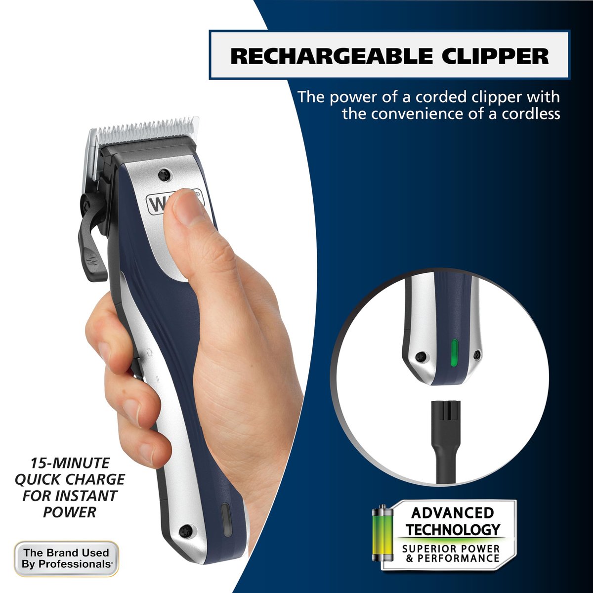 Wahl Lithium Ion Pro Rechargeable Cordless Hair Clippers – Model 79470, 22-Piece Set for Men, Women & Children, Black Avelisse