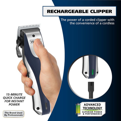 Wahl Lithium Ion Pro Rechargeable Cordless Hair Clippers – Model 79470, 22-Piece Set for Men, Women & Children, Black Avelisse