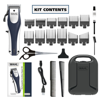 Wahl Lithium Ion Pro Rechargeable Cordless Hair Clippers – Model 79470, 22-Piece Set for Men, Women & Children, Black Avelisse