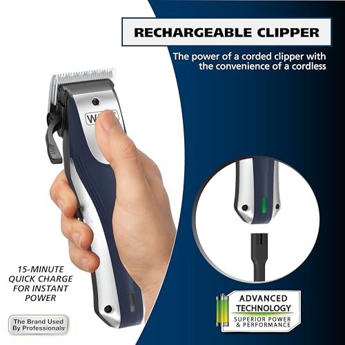 Wahl Lithium Ion Pro Rechargeable Cordless Hair Clippers – Model 79470, 22-Piece Set for Men, Women & Children, Black Avelisse
