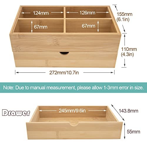 BOOTOP PIN Bamboo Makeup Organizer with Drawers – Countertop Skincare Storage for Dresser & Bathroom - görsel 8