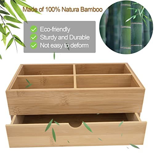 BOOTOP PIN Bamboo Makeup Organizer with Drawers – Countertop Skincare Storage for Dresser & Bathroom - görsel 10