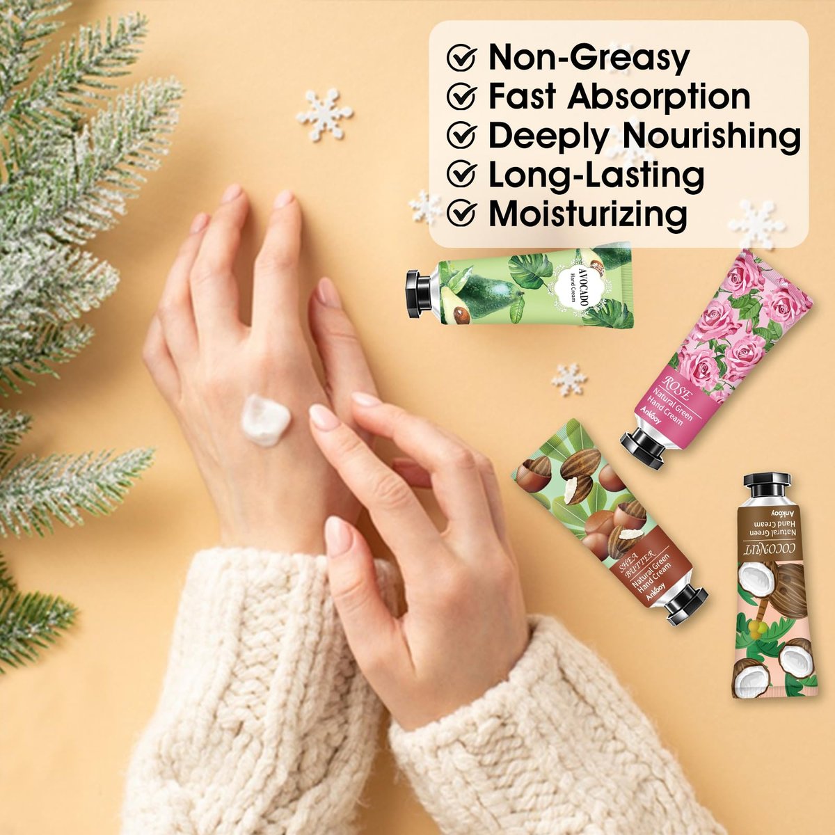 ANKOOY 12 Pack Hand Cream for Dry Cracked Hands - Natural Hand Lotion Travel Size, Mini Lotion Thank You Gifts for Nurse Teacher - görsel 5