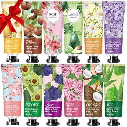 ANKOOY 12 Pack Hand Cream for Dry Cracked Hands - Natural Hand Lotion Travel Size, Mini Lotion Thank You Gifts for Nurse Teacher