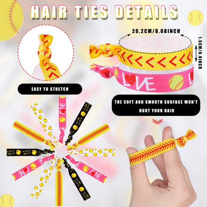 Dingion 48 Piece Softball Accessories Set – Silicone Bracelets & Hair Ties for Team Spirit Avelisse