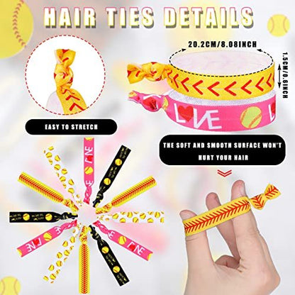 Dingion 48 Piece Softball Accessories Set – Silicone Bracelets & Hair Ties for Team Spirit Avelisse