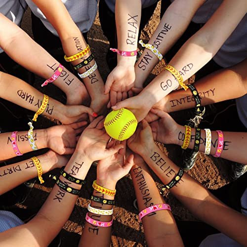 Dingion 48 Piece Softball Accessories Set – Silicone Bracelets & Hair Ties for Team Spirit Avelisse
