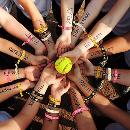 Dingion 48 Piece Softball Accessories Set – Silicone Bracelets & Hair Ties for Team Spirit Avelisse