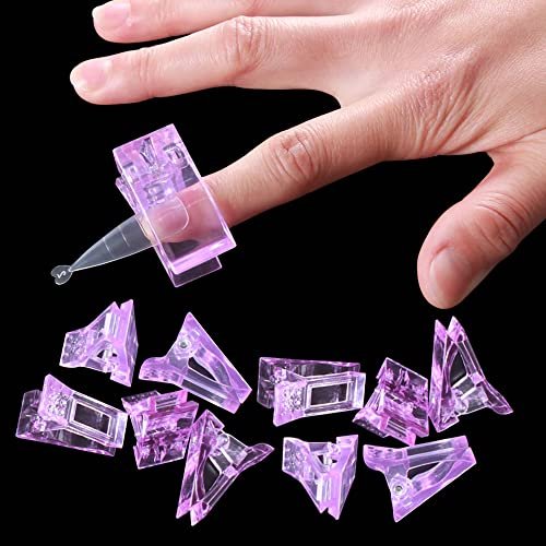 VNC 10 PCS Purple Nail Tips Clip for Polygel Nail Forms - Reusable UV LED Builder Clamps for DIY Manicure Nail Art - görsel 10