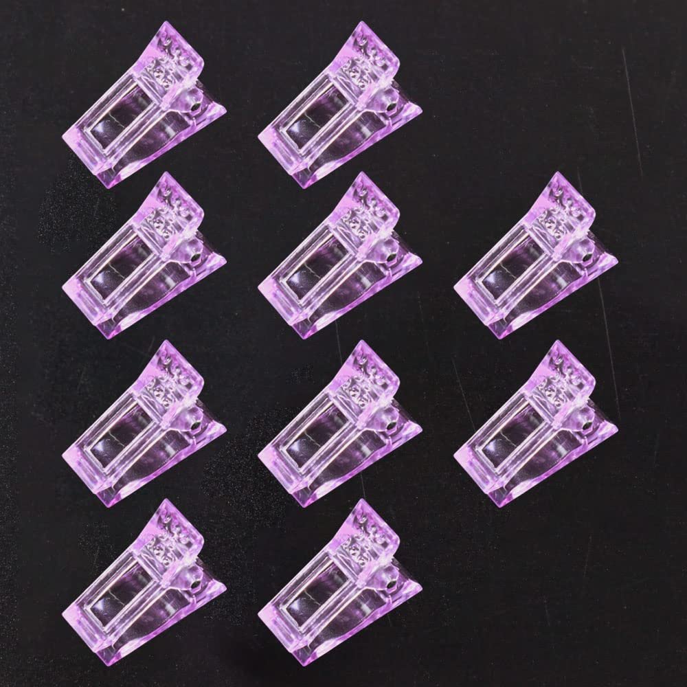 VNC 10 PCS Purple Nail Tips Clip for Polygel Nail Forms - Reusable UV LED Builder Clamps for DIY Manicure Nail Art - görsel 1