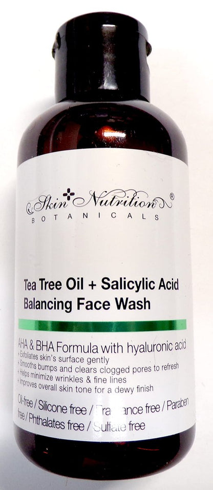 Skin Nutrition Botanicals Tea Tree Oil + Salicylic Acid Balancing Face Wash - 4 oz (118 ml) - Gentle Cleanser for Acne, Oily & Combination Skin