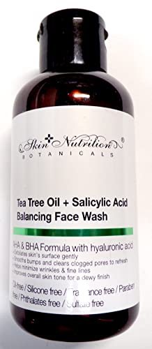 Skin Nutrition Botanicals Tea Tree Oil + Salicylic Acid Balancing Face Wash - 4 oz (118 ml) - Gentle Cleanser for Acne, Oily & Combination Skin