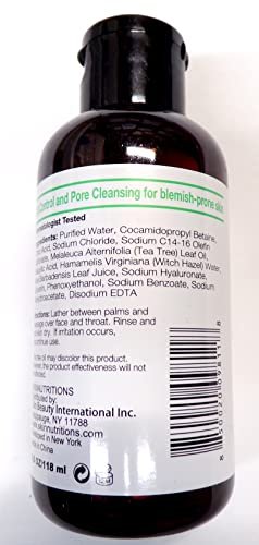 Skin Nutrition Botanicals Tea Tree Oil + Salicylic Acid Balancing Face Wash - 4 oz (118 ml) - Gentle Cleanser for Acne, Oily & Combination Skin - görsel 3