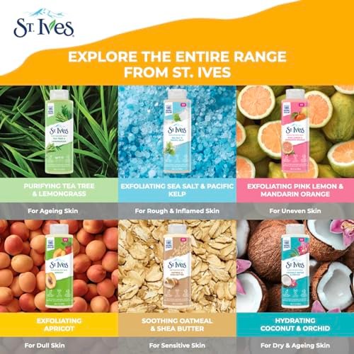 St. Ives Exfoliating Apricot Body Wash & Shower Gel for Women | 100% Natural Extracts | Cruelty Free & Paraben Free | 473ml Avelisse