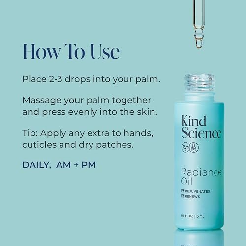 Kind Science Radiance Face Oil – Hydrating with Vitamin E, C & A, Bakuchiol, Jojoba & Moringa Oil – Anti-Aging for a Fresh, Dewy Look – Vegan, Paraben Free, Cruelty Free, 0.5 fl oz Avelisse