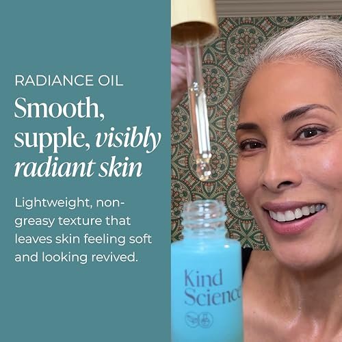 Kind Science Radiance Face Oil – Hydrating with Vitamin E, C & A, Bakuchiol, Jojoba & Moringa Oil – Anti-Aging for a Fresh, Dewy Look – Vegan, Paraben Free, Cruelty Free, 0.5 fl oz Avelisse