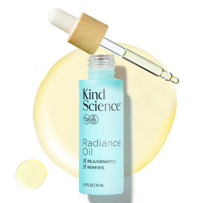 Kind Science Radiance Face Oil – Hydrating with Vitamin E, C & A, Bakuchiol, Jojoba & Moringa Oil – Anti-Aging for a Fresh, Dewy Look – Vegan, Paraben Free, Cruelty Free, 0.5 fl oz Avelisse