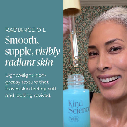Kind Science Radiance Face Oil – Hydrating with Vitamin E, C & A, Bakuchiol, Jojoba & Moringa Oil – Anti-Aging for a Fresh, Dewy Look – Vegan, Paraben Free, Cruelty Free, 0.5 fl oz Avelisse
