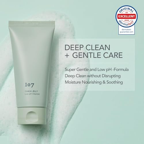 107 Gentle Gel Cleanser - Low pH, Non-Stripping Face Wash for Sensitive Skin with Antioxidants & Calming Ingredients, Korean Beauty (4.0 fl oz) Avelisse