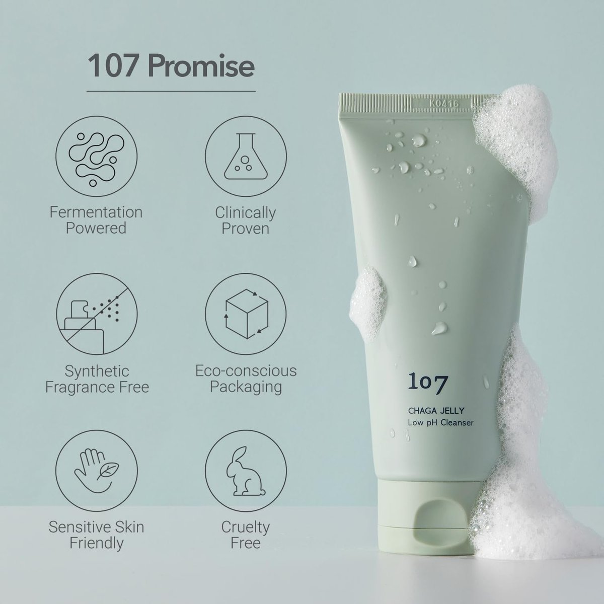 107 Gentle Gel Cleanser - Low pH, Non-Stripping Face Wash for Sensitive Skin with Antioxidants & Calming Ingredients, Korean Beauty (4.0 fl oz) Avelisse