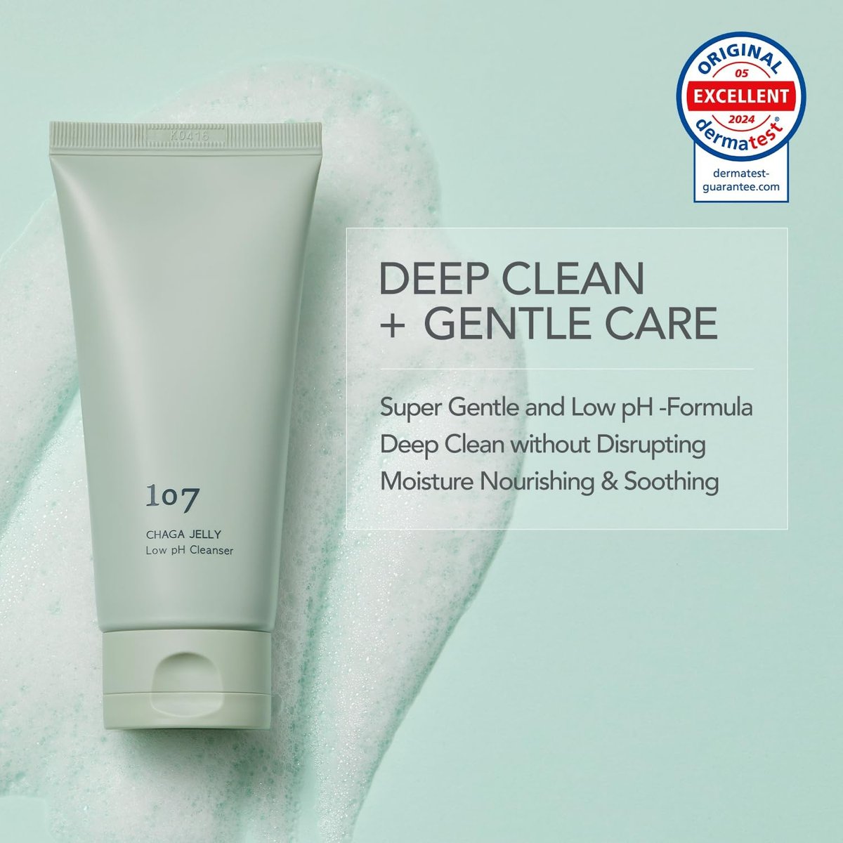 107 Gentle Gel Cleanser - Low pH, Non-Stripping Face Wash for Sensitive Skin with Antioxidants & Calming Ingredients, Korean Beauty (4.0 fl oz) Avelisse