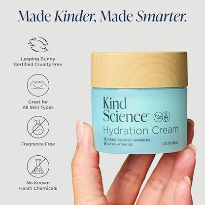 Kind Science Hydration Cream - Anti Aging Face Moisturizer for Women, Fragrance Free, Cruelty Free, 2 oz Avelisse