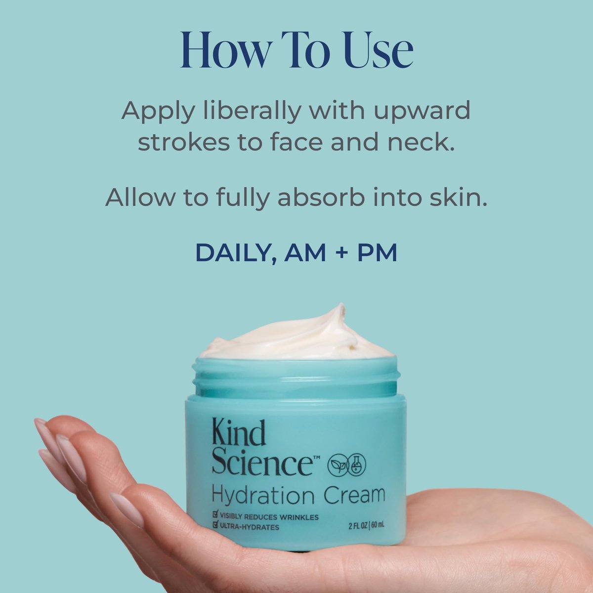 Kind Science Hydration Cream - Anti Aging Face Moisturizer for Women, Fragrance Free, Cruelty Free, 2 oz Avelisse