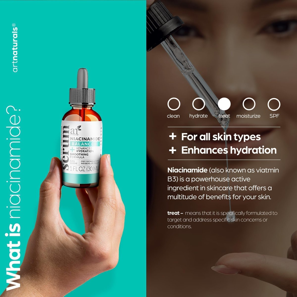 Artnaturals Niacinamide Face Serum 10% with Zinc PCA & Vitamin B3 - Pore Reducer, Mineral Blemish Protection, 1 oz Avelisse