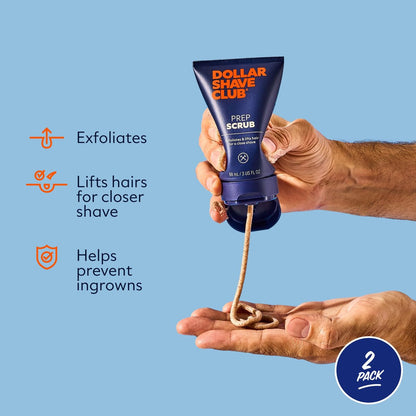 Dollar Shave Club Prep Scrub – Pre Shave Scrub to Prevent Ingrown Hairs, 3 oz (2-Pack) Avelisse
