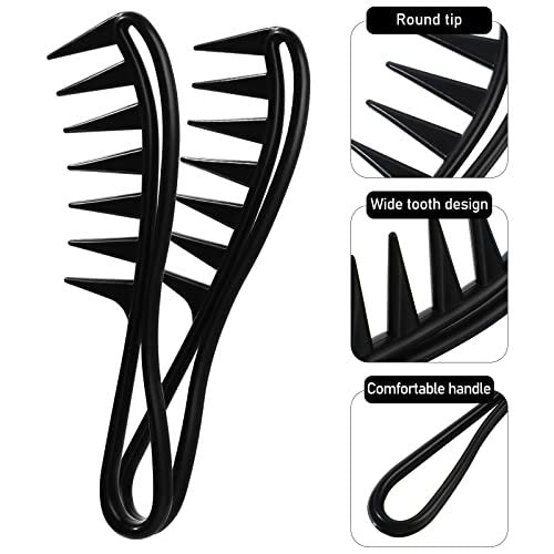 Sieral 4-Piece Hair Styling Combs Set – Wide Tooth & Texture Combs for Men Women, Black Plastic Barber Stylist Tool Kit - görsel 5
