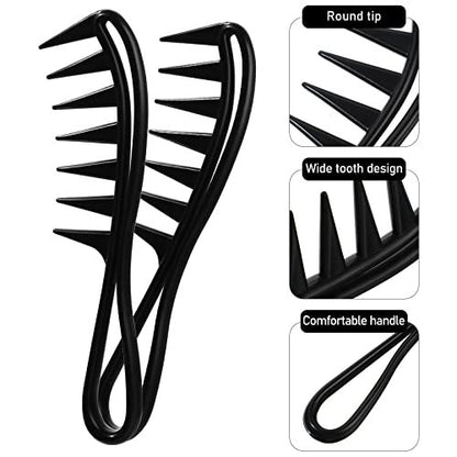 Sieral 4-Piece Hair Styling Combs Set – Wide Tooth & Texture Combs for Men Women, Black Plastic Barber Stylist Tool Kit