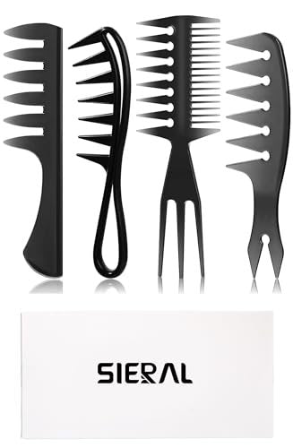 Sieral 4-Piece Hair Styling Combs Set – Wide Tooth & Texture Combs for Men Women, Black Plastic Barber Stylist Tool Kit - görsel 15